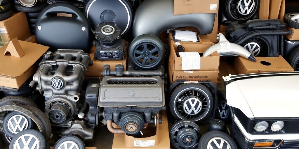 Genuine Volkswagen parts displayed.