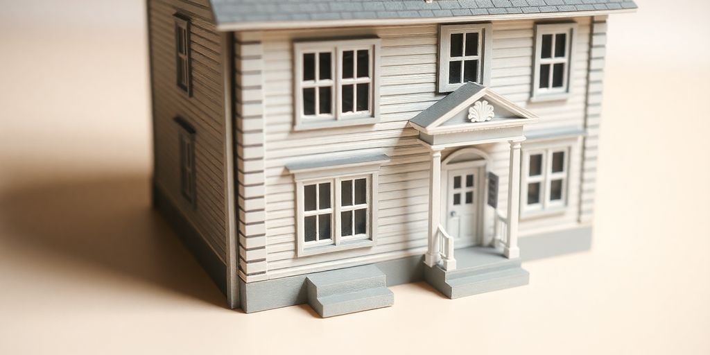 Maison avec un panneau de vente