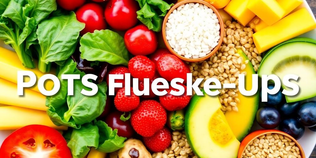 Healthy plate of colorful foods for POTS management.