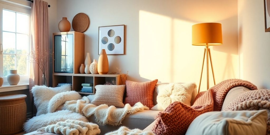 Cozy home interior with stylish decorative items.