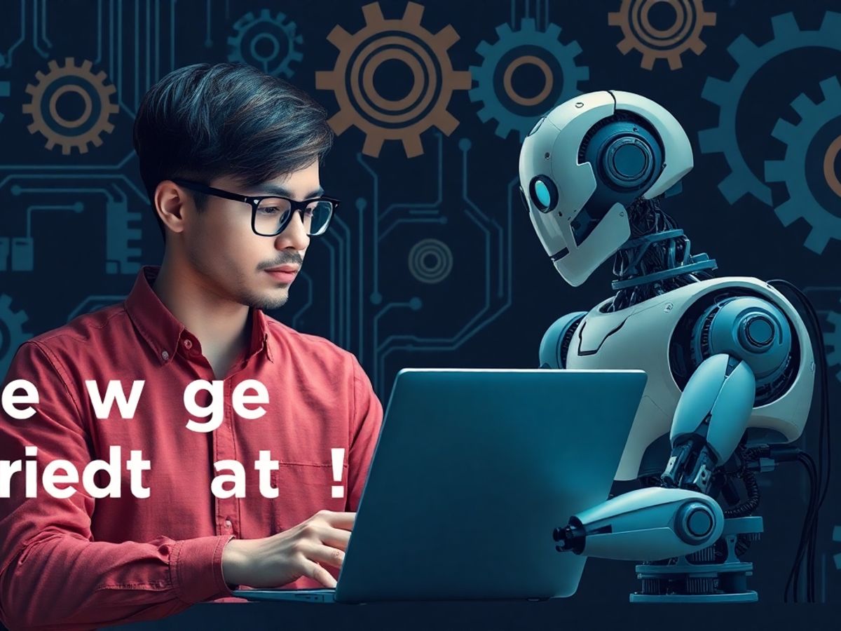A person and a robot working together on AI.