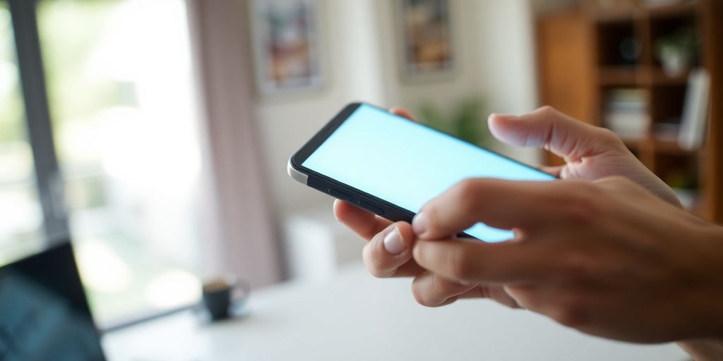 A close-up of a hand holding a smartphone.