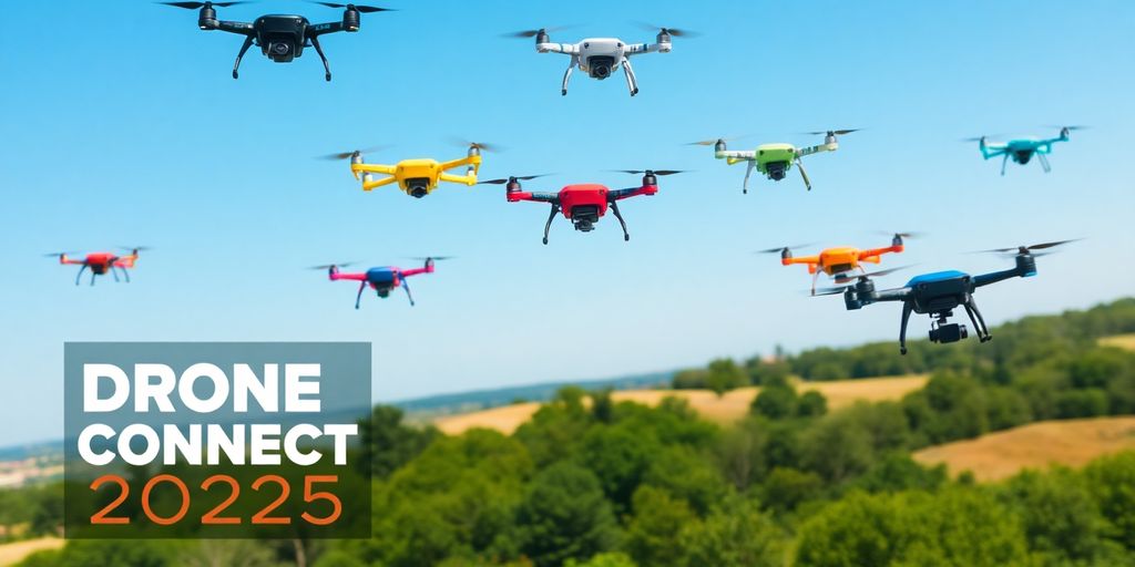 Drones colorés volant au-dessus de Toulouse.
