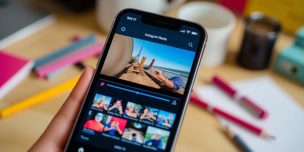 Imagem de um smartphone com Reels do Instagram.