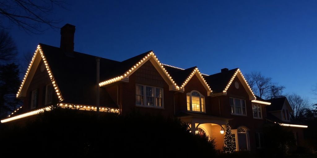 Ladue home with permanent Christmas lights.
