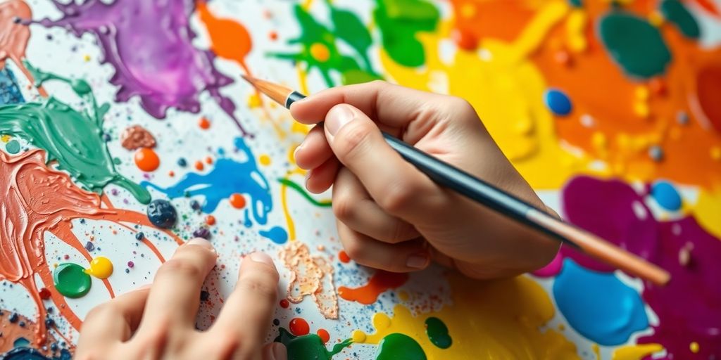 Vibrant palette and brush for portrait painting ideas.