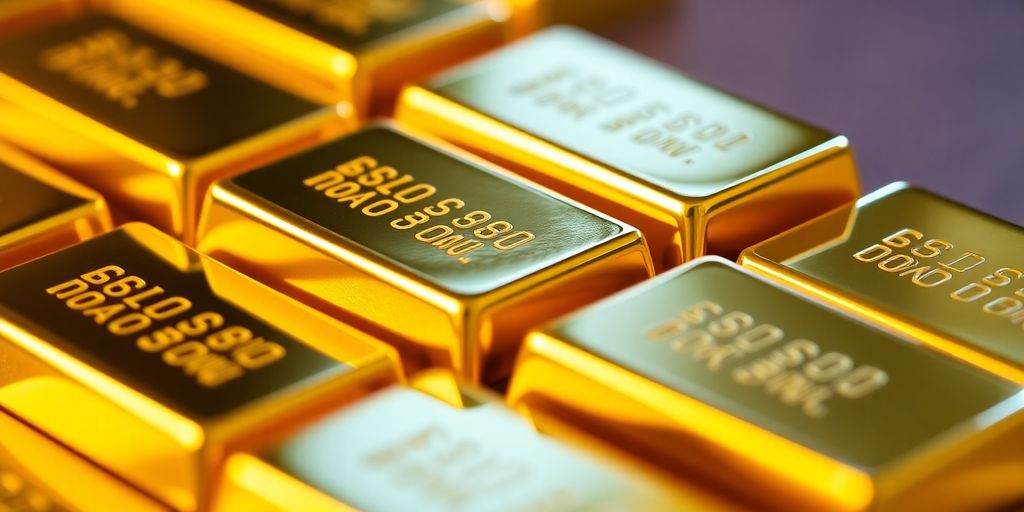 Lingots d'or empilés brillants et luxueux.