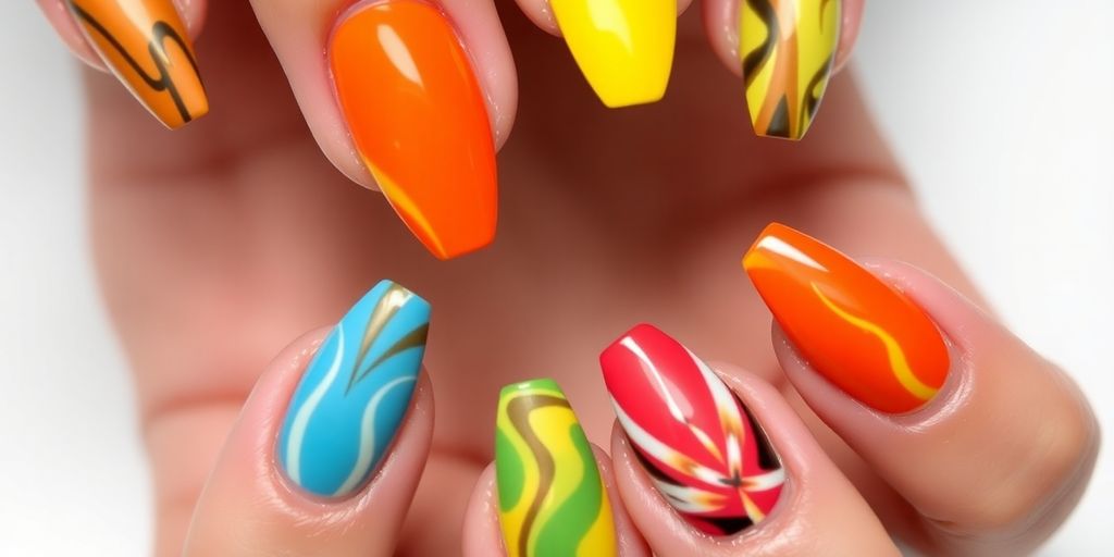 Unhas duck nails coloridas e bem cuidadas.