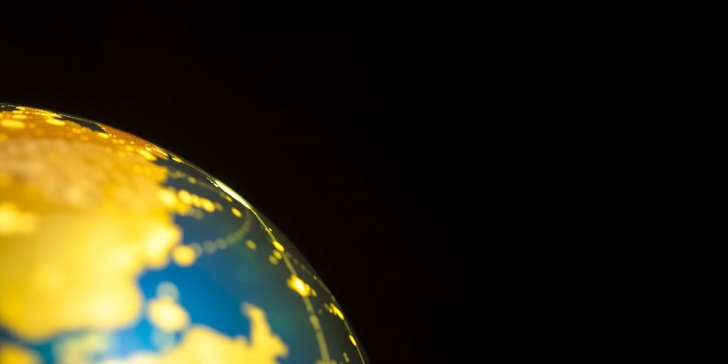 Globe with market data streams surrounding it.