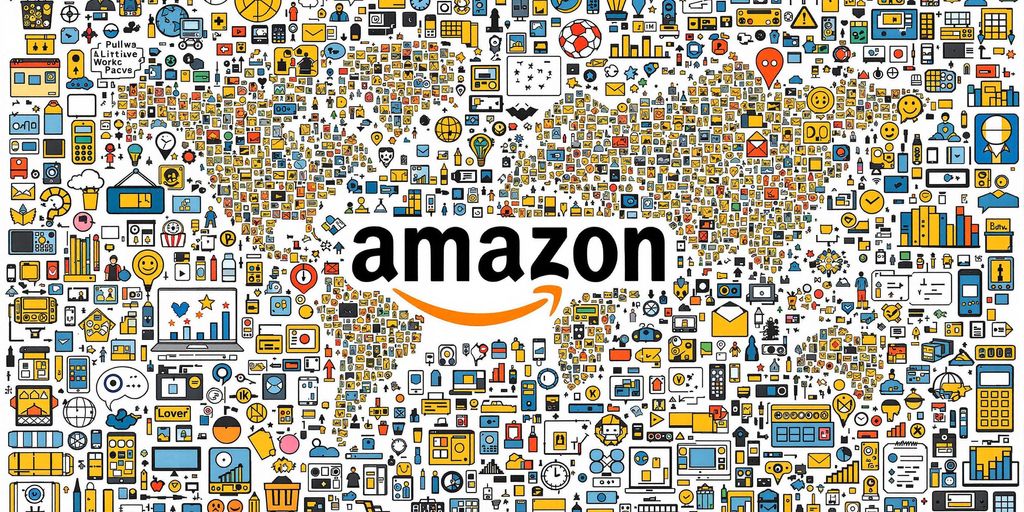 E-commerce elements including carts, products, and global maps.