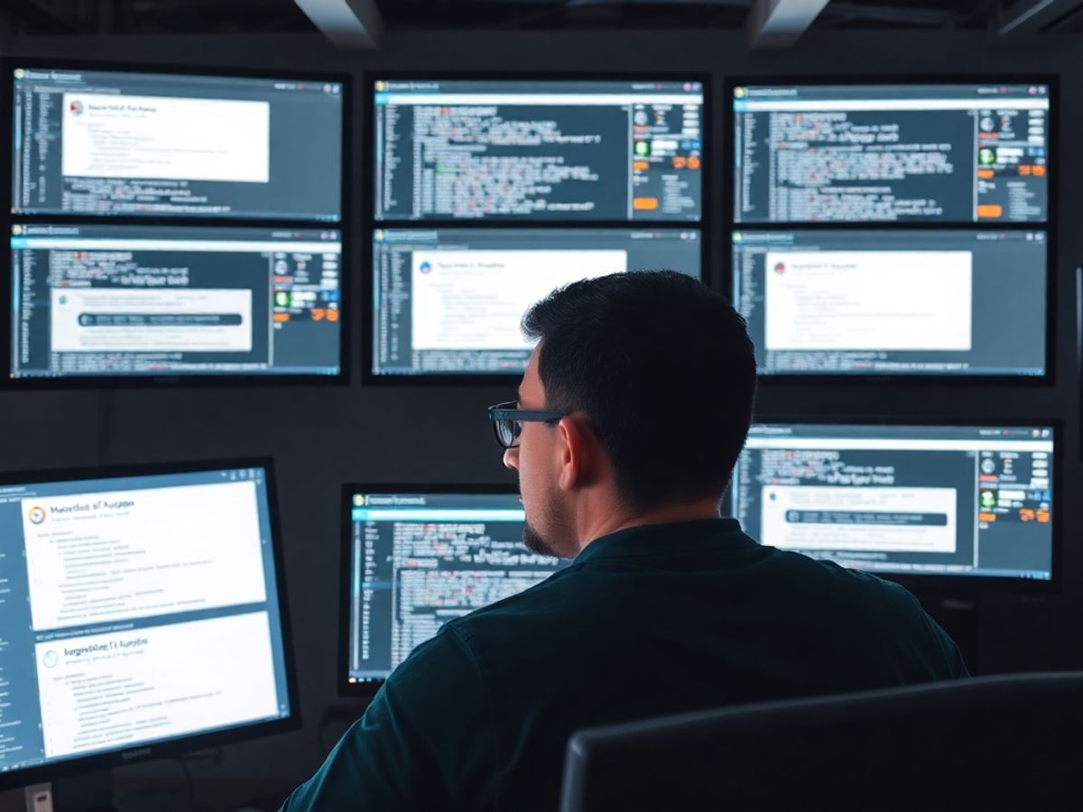Developer working with Langchain agent types in a tech setting.