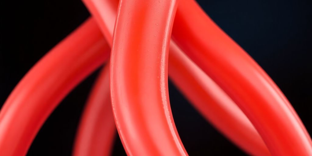Healthy arteries with vibrant blood flow.