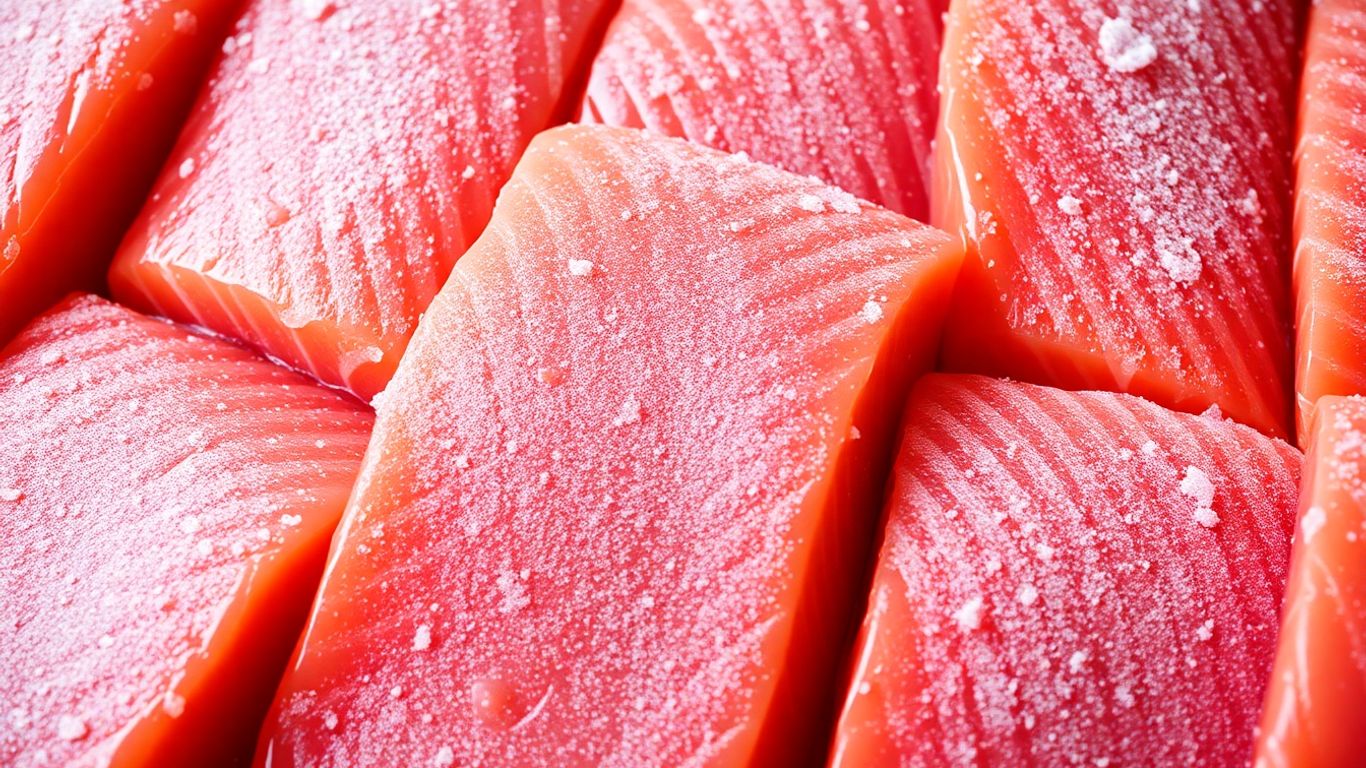 Filets de saumon surgelés brillants et frais