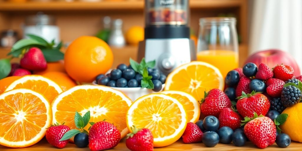 Fresh fruits for juicing to relieve anxiety.