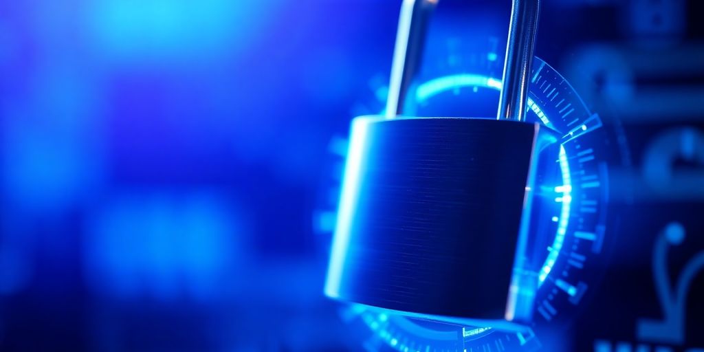 Cadeado digital seguro com um escudo protetor.