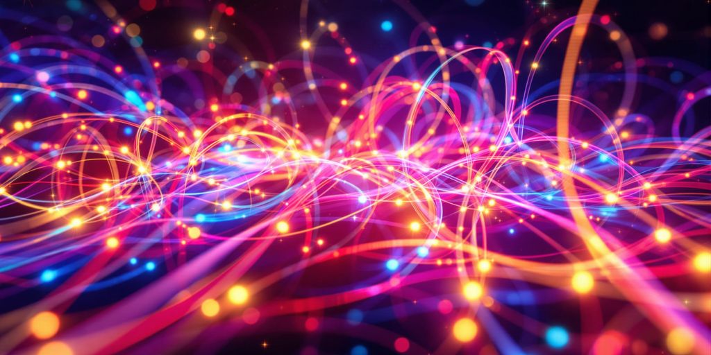 Glowing fiber optic cables symbolizing bandwidth concepts.