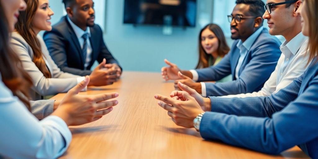 Diverse business people collaborating.