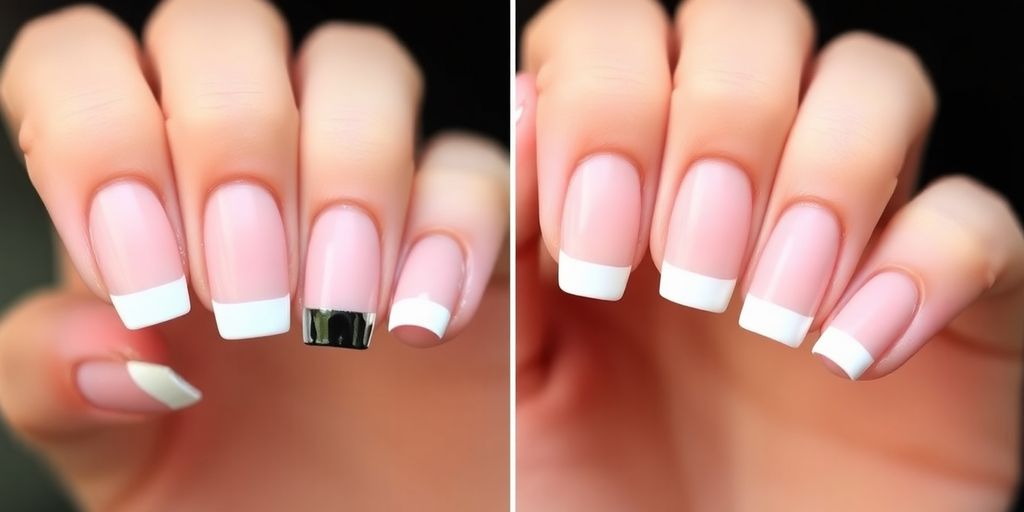 Unhas bailarina decoradas com francesinha colorida.