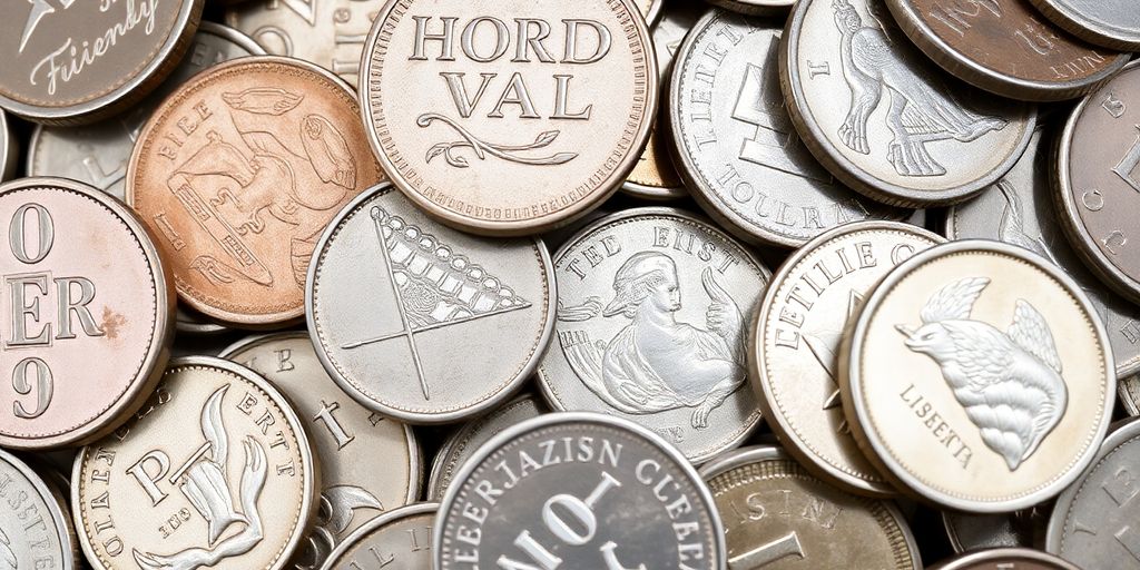 Pièces en argent brillantes et anciennes.