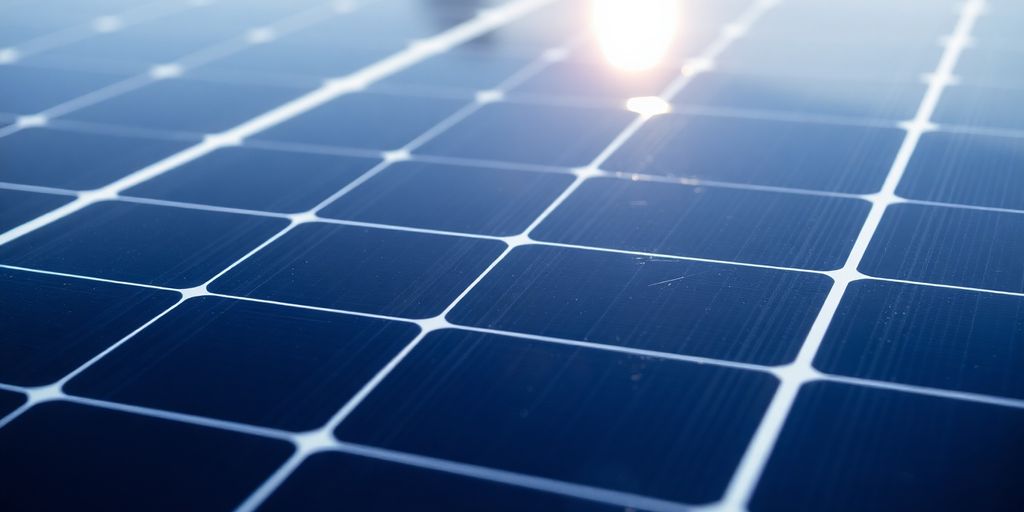 Monocrystalline solar panel under the sun.