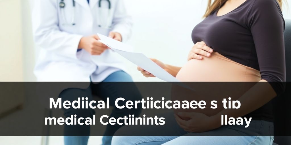 Mulher grávida discutindo com médico sobre atestado médico.