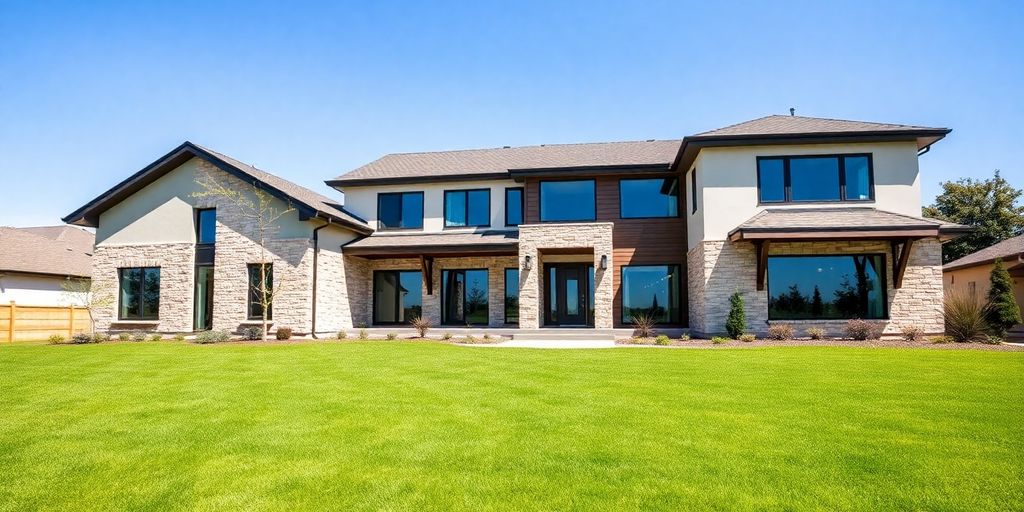 Elegant modern home, spacious yard.