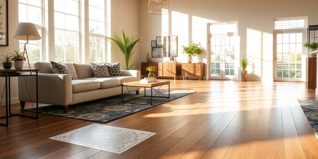 Beautiful home interior with diverse flooring.