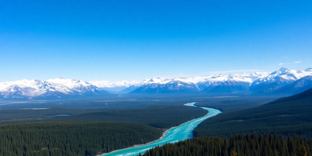 A small plane flying over a vast Alaskan mountain range.