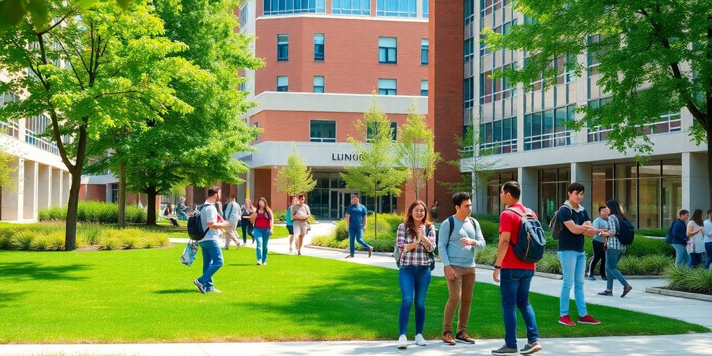 Diverse students collaborating outdoors at Illinois Institute of Technology.