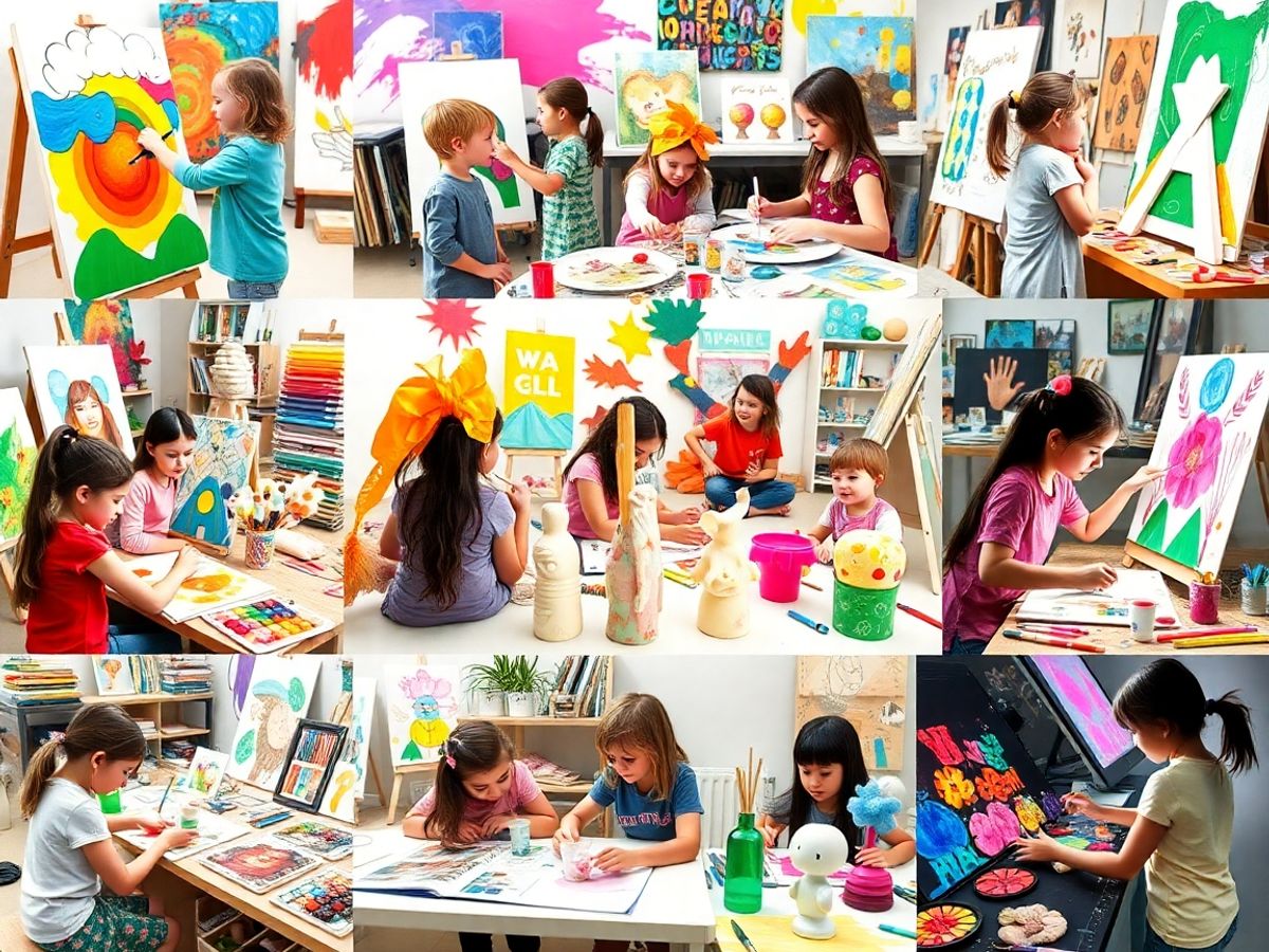 Tineri artiști creativi lucrând în studio de artă.