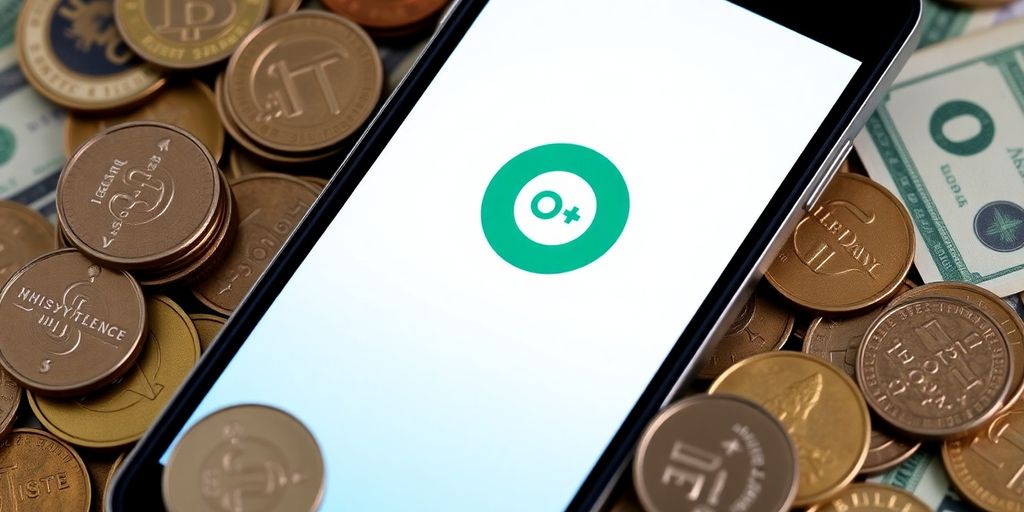 Smartphone with Poll Pay app and cash around it.