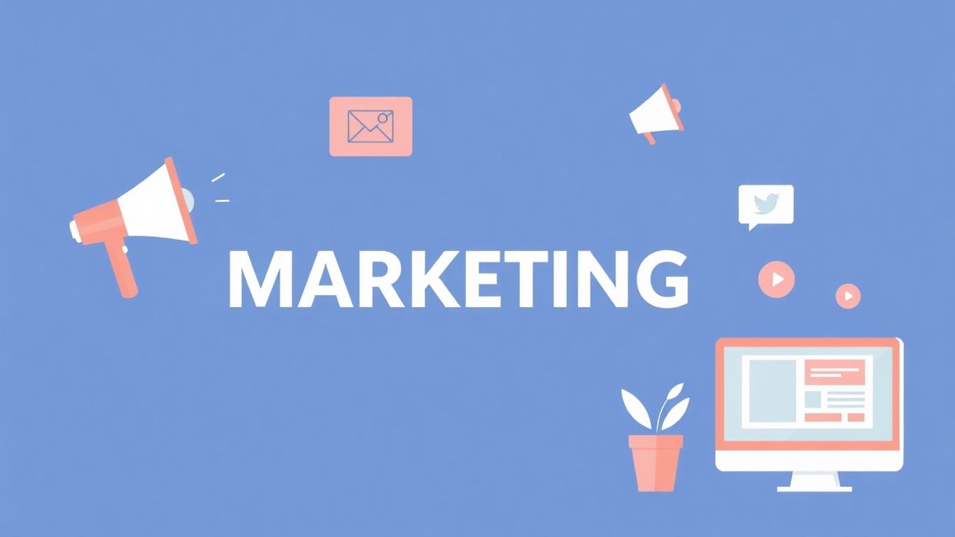 Illustrasjon av markedsføringselementer i moderne stil.