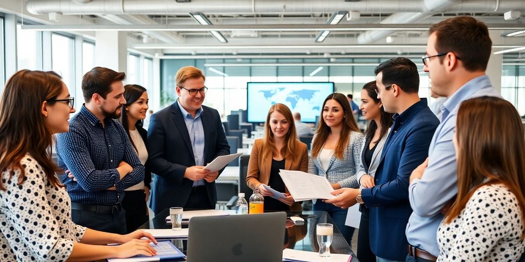 Australian team collaborating on cybersecurity strategies in office.