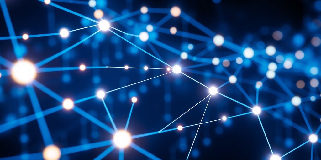 Blockchain network connecting digital currency.