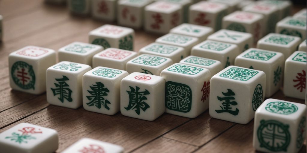 Hand drawing a tile from arranged Mahjong tiles
