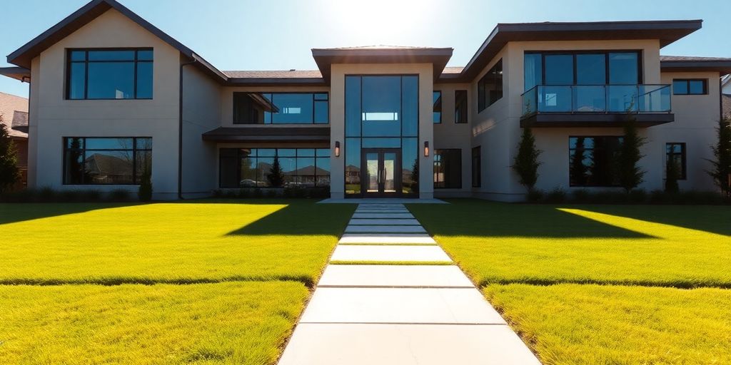 Modern custom home, elegant design.