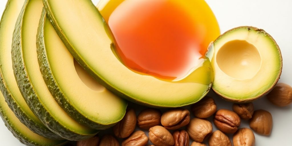 A vibrant assortment of healthy fats.