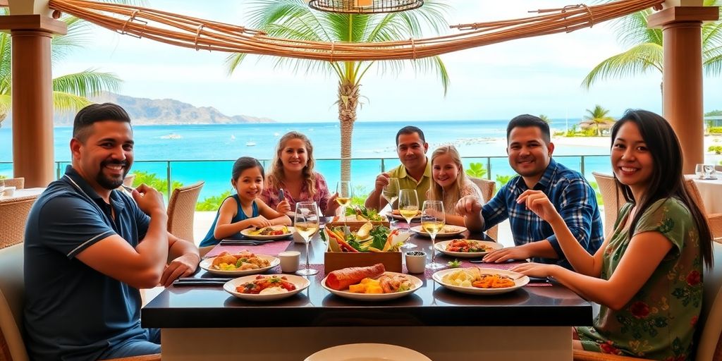 Family dining at Hyatt Ziva Los Cabos resort.