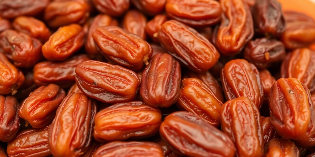 Pile of sweet, brown dates.