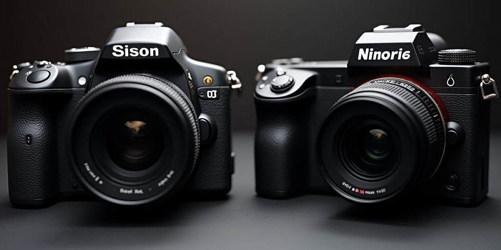 DSLR und spiegellose Kamera im Vergleich.