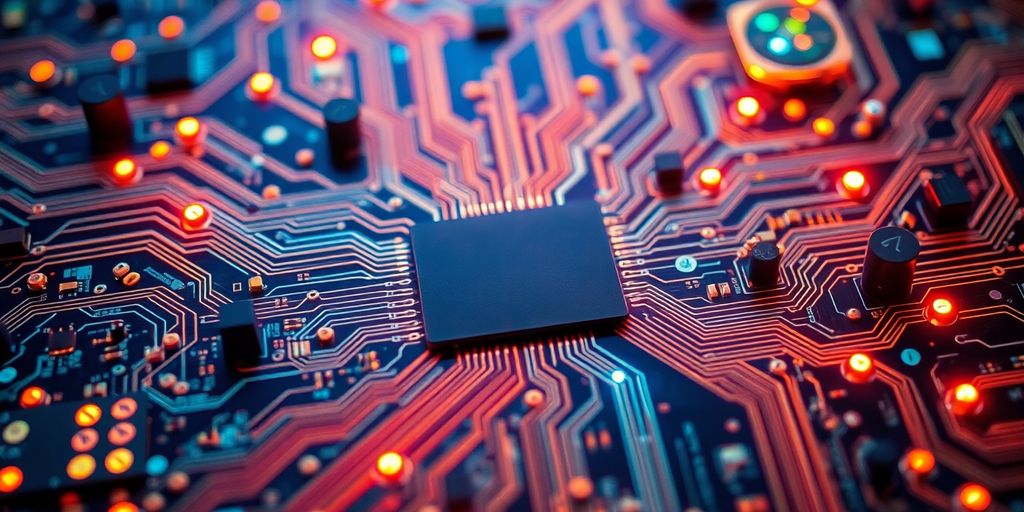 AI circuit board with some lights dimming.