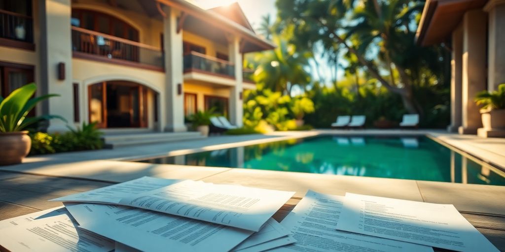 Thai villa with tax documents nearby.