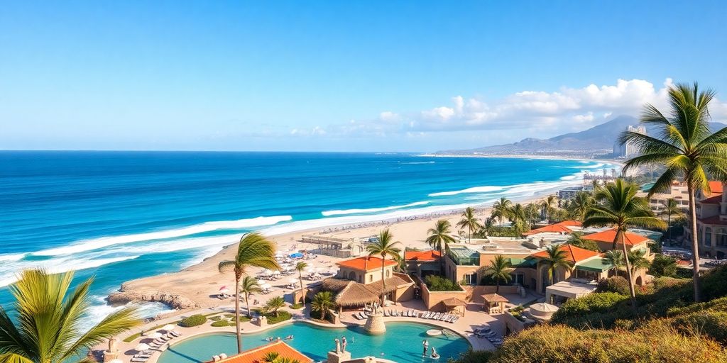 Beautiful beach hotels in Cabo San Lucas, Mexico.