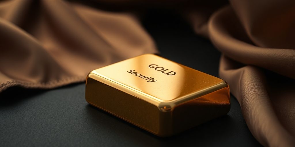 Un lingot d'or brillant sur une surface sombre.