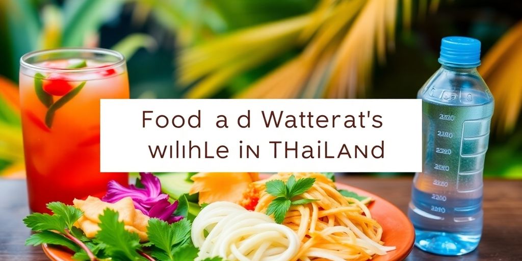 Vaccination in Phuket 2 Traditional Thai food with fresh ingredients and water bottle.