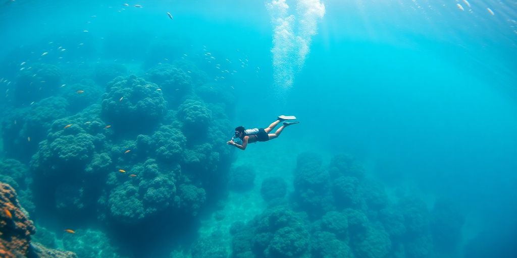Vibrant coral reef teeming with diverse marine life.