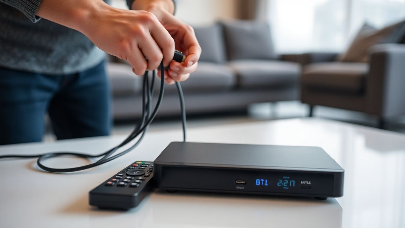Installation IPTV Belgique, télécommande, boîtier, câbles