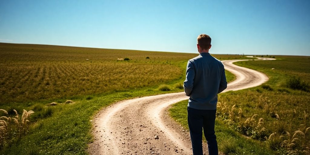 A person changing direction on a path.