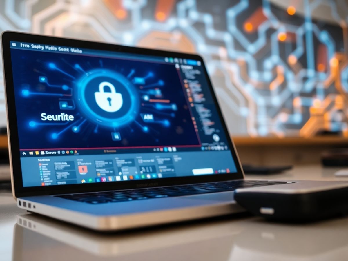 Close-up of a secure digital workspace with technology.