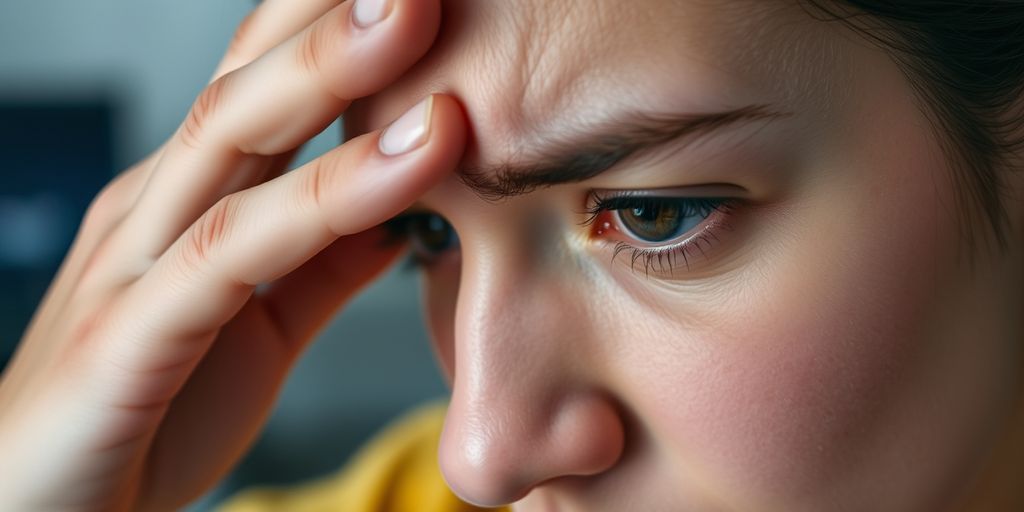 Person rubbing tired eyes due to digital eye strain.